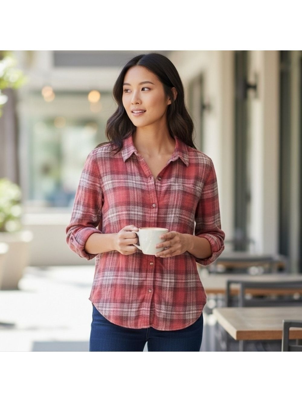 Lucky Brand Plaid Button-Down Shirt Pink
